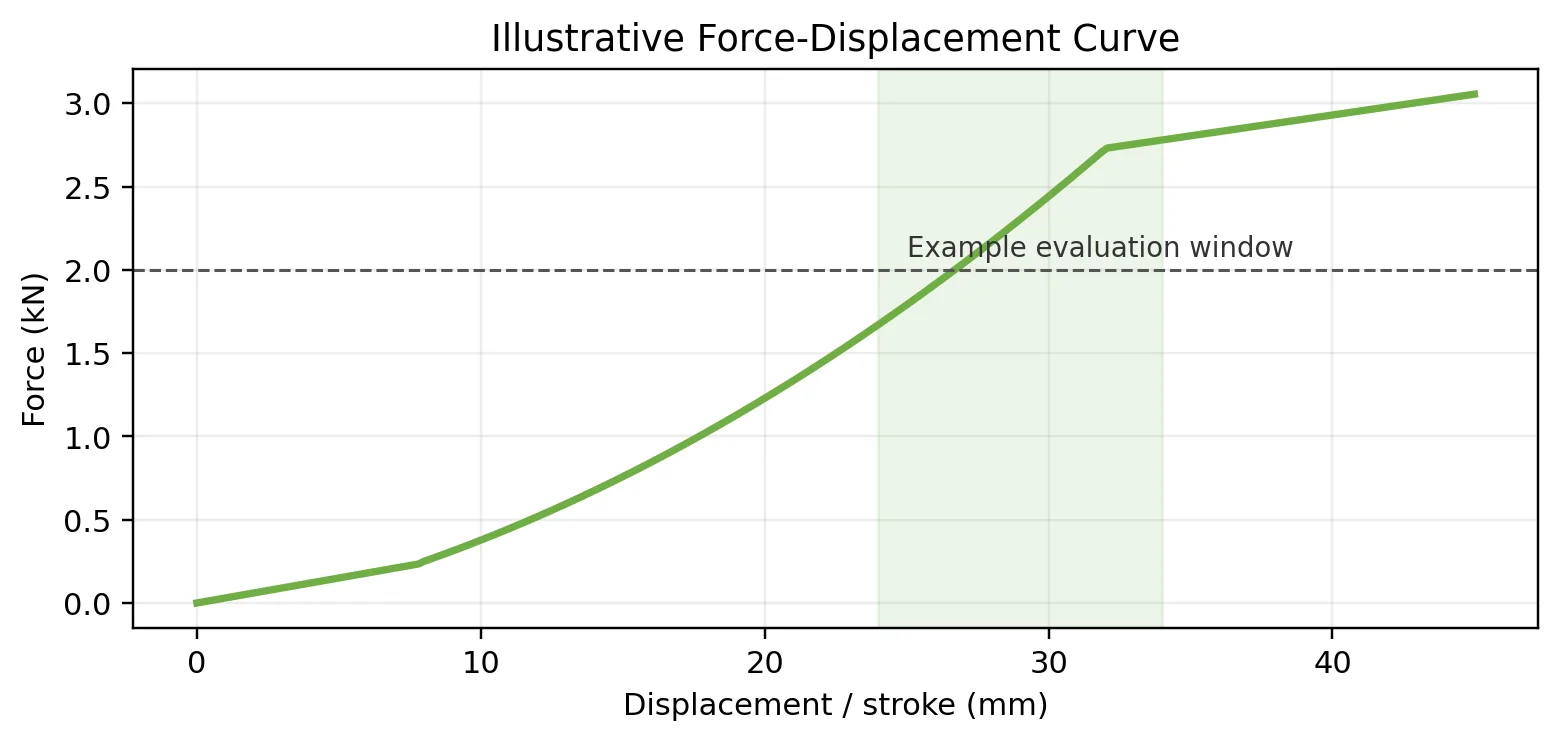 illustrative force-displacement curve